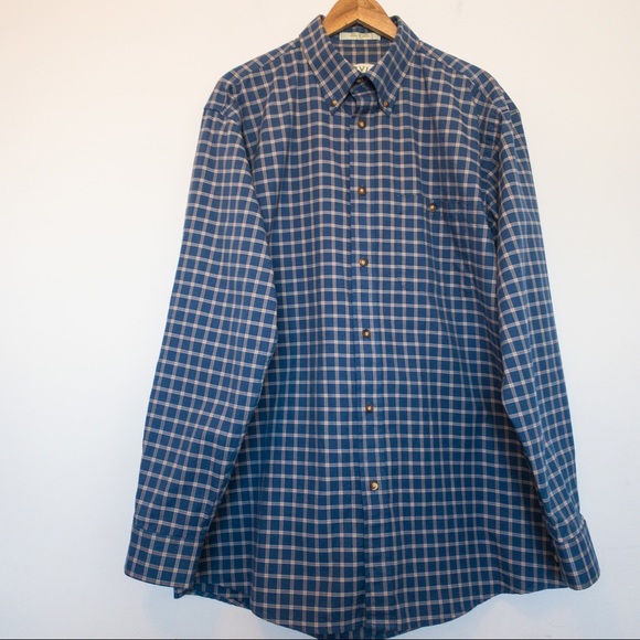 Orvis Men Size L Tall Shirt Plaid Thick Poplin - Picture 2 of 9